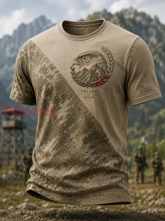 Męski t-shirt wojskowy polskich sił zbrojnych z krótkim rękawem - A / S