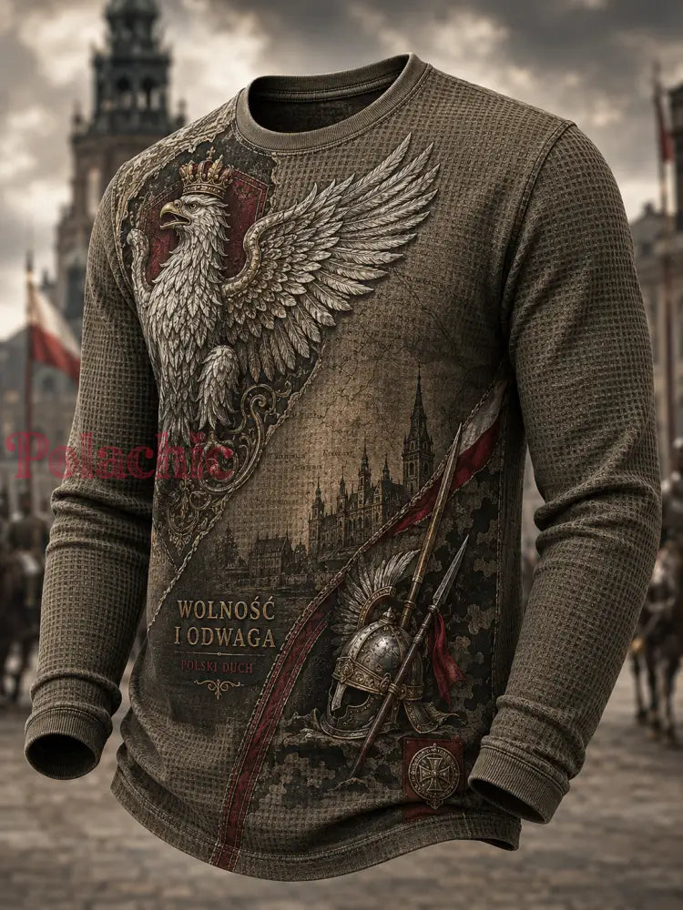 Męski t-shirt z dzianiny gofrowanej z długim rękawem wojska polskiego - A / S