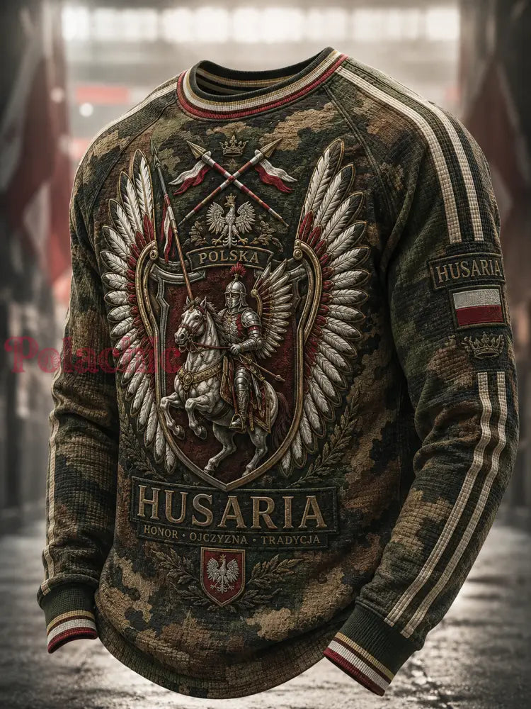 Męski t-shirt z dzianiny gofrowej z długim rękawem wojska polskiego - A / S