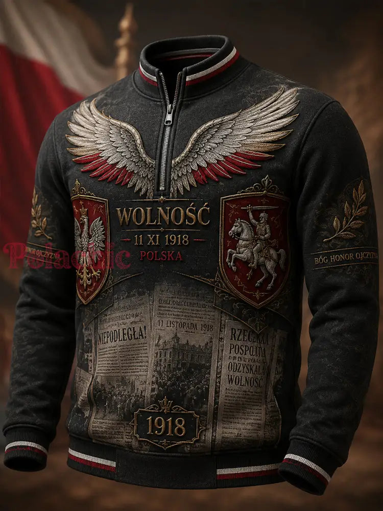 Męski t-shirt z falbanką na długi rękaw z okazji Dnia Niepodległości Polski - A / S
