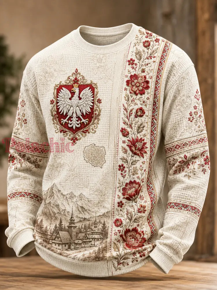 Męski t-shirt z falbanką w Polsce z długim rękawem - A / S