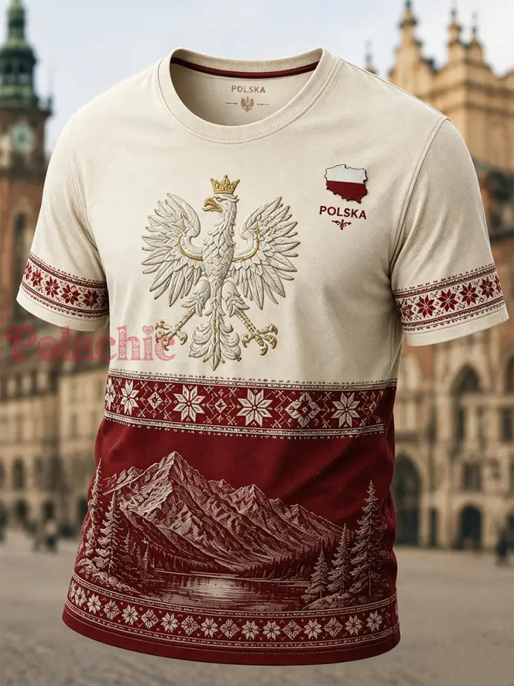 Męski t-shirt z krótkim rękawem z Polską - A / S