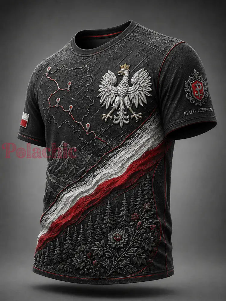 Męski t-shirt z krótkim rękawem z Polską - A / S