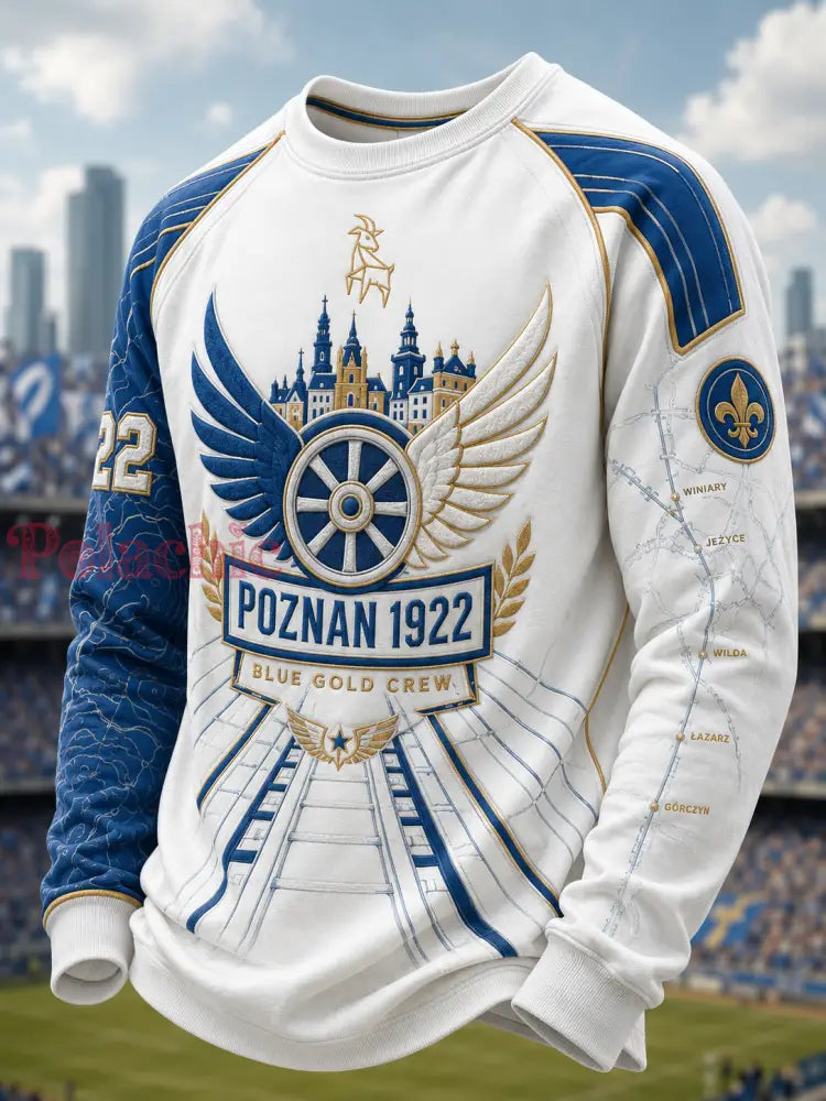 Męski waflowy t-shirt z długim rękawem z motywem kultury piłkarskiej Kolejorza - A / S