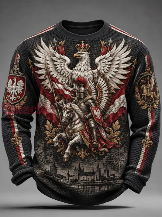 Męski wojskowy t-shirt z dzianiny gofrowej z długim rękawem - A / S