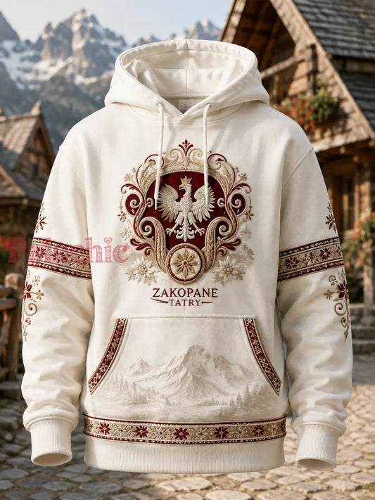 Męskie Góry Zakopane w Polsce Oversized Drop-Shoulder Bluza z kapturem z kieszeniami - A / S