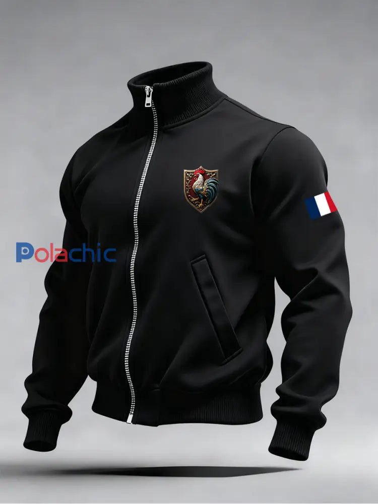 Mode Vintage Casual Stand Collar Zip-Up Sweatshirt pour hommes A / S