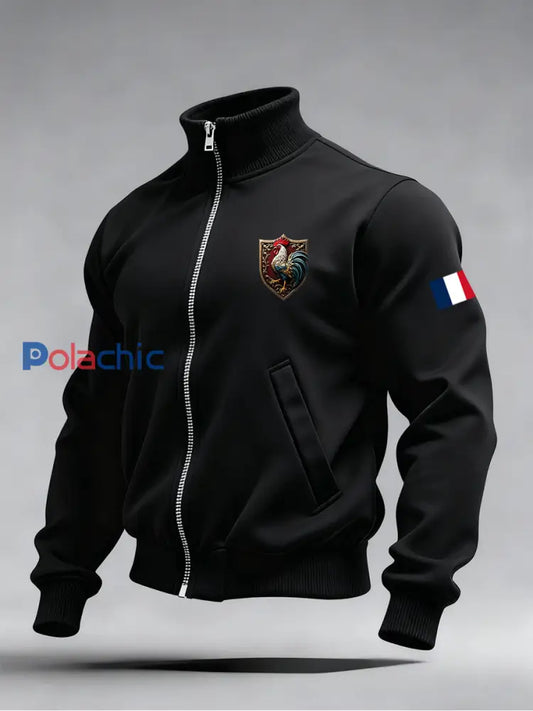 Mode Vintage Casual Stand Collar Zip-Up Sweatshirt pour hommes A / S