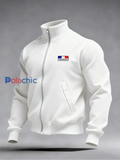 Mode Vintage Casual Stand Collar Zip-Up Sweatshirt pour hommes A / S