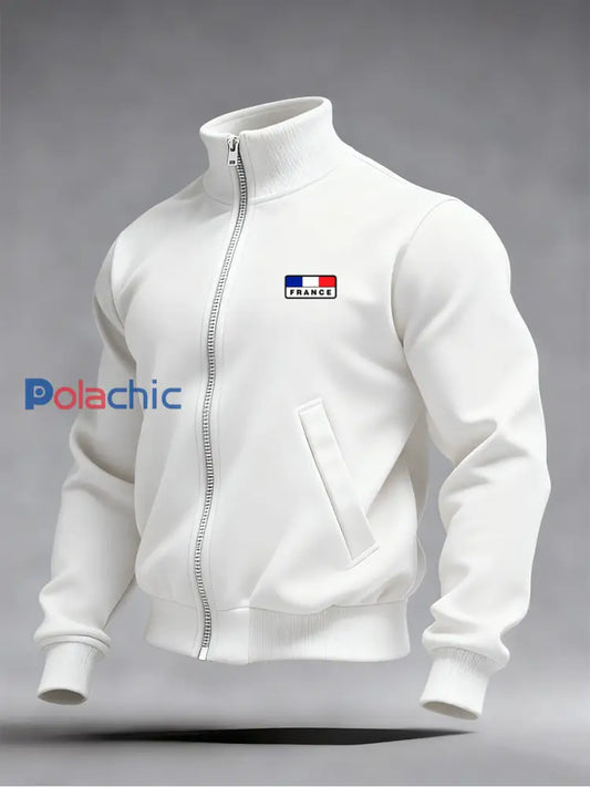 Mode Vintage Casual Stand Collar Zip-Up Sweatshirt pour hommes A / S