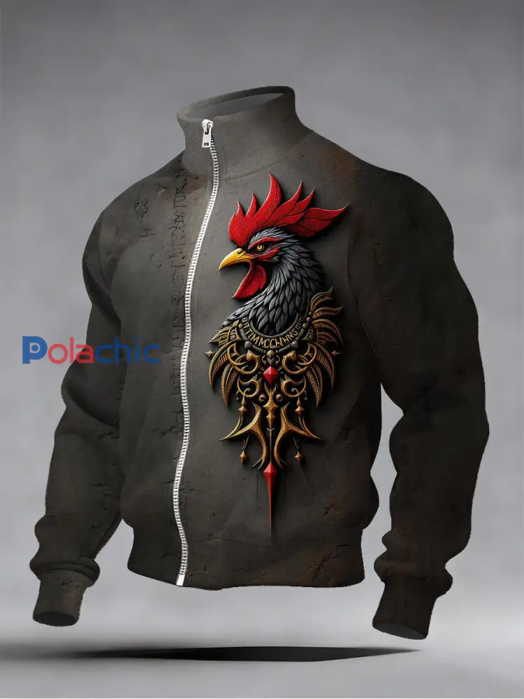 Mode Vintage Casual Stand Collar Zip-Up Sweatshirt pour hommes A / S