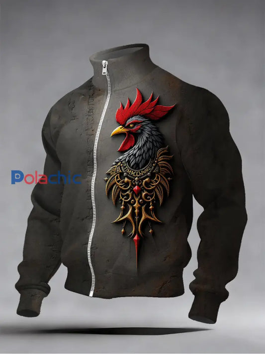 Mode Vintage Casual Stand Collar Zip-Up Sweatshirt pour hommes A / S