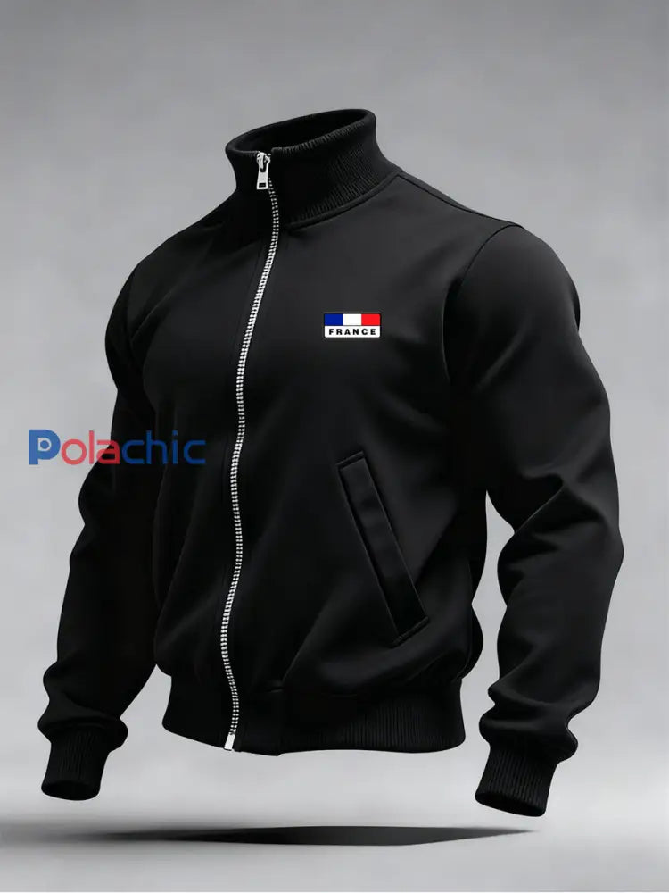 Mode Vintage Casual Stand Collar Zip-Up Sweatshirt pour hommes B / S