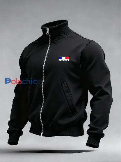 Mode Vintage Casual Stand Collar Zip-Up Sweatshirt pour hommes B / S
