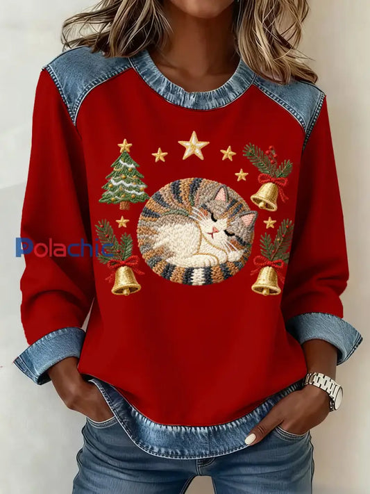 Motif de Noël Patchwork Art Sweatshirt des femmes