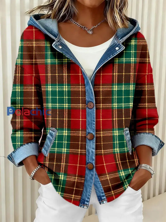 Motif de Plaid Motif Patchwork Art Cardigan à Capuche Motif de Noël des femmes comme image / S