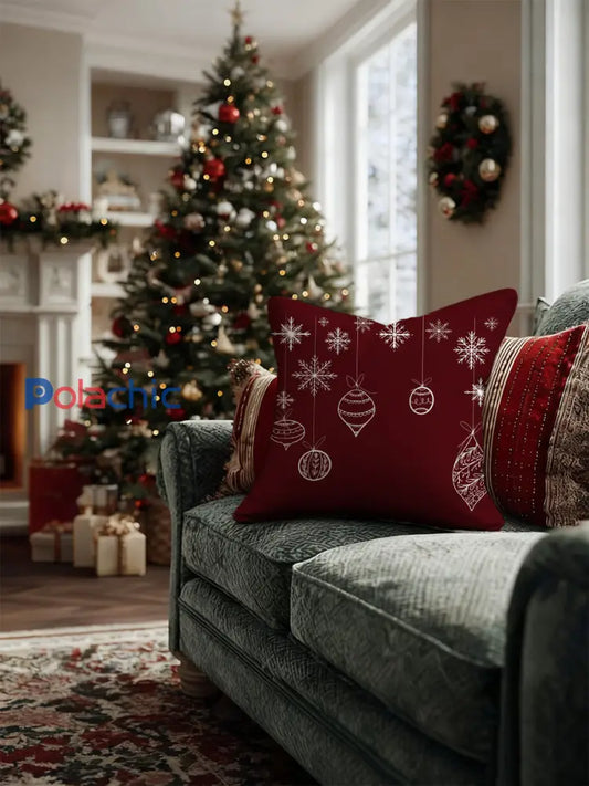 Ornement de Noël rouge et coussin de flocon de neige Multicolore