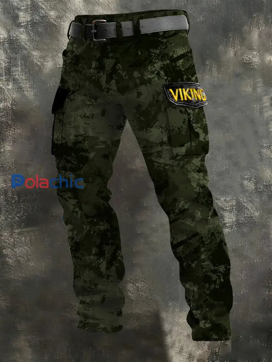 Pantalon cargo ’VIKING’ Edgy Green Camo Accent Homme Multicolore / S