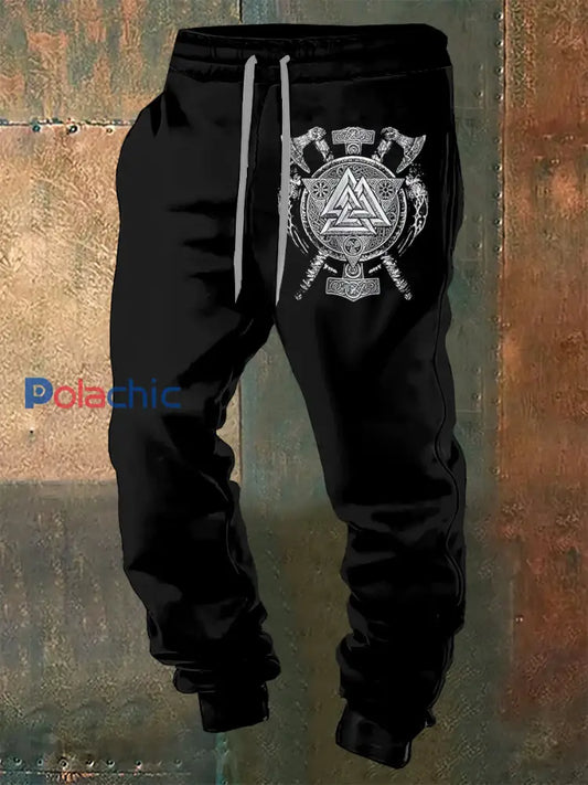 Pantalon de sport Viking imprimé à cordon de serrage pour hommes Noir / S