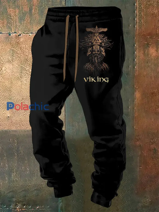 Pantalon de sport Viking imprimé à cordon de serrage pour hommes Noir / S