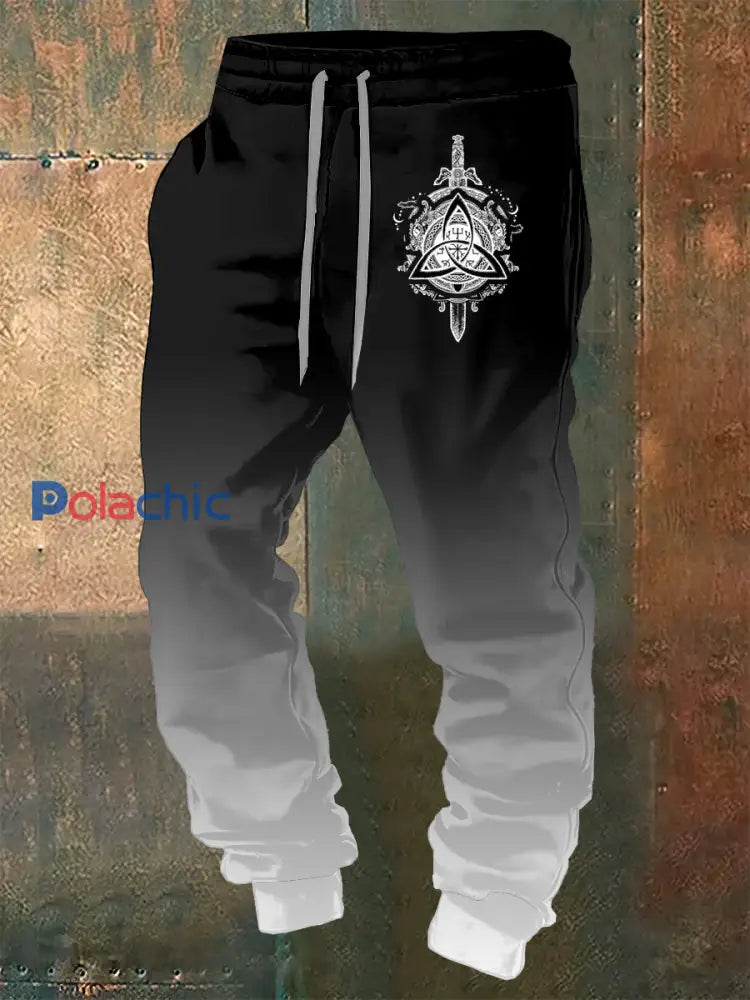 Pantalon de sport Viking imprimé à cordon de serrage pour hommes Noir / S