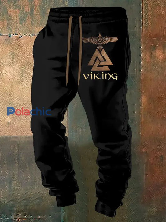 Pantalon de sport Viking imprimé à cordon de serrage pour hommes Noir / S