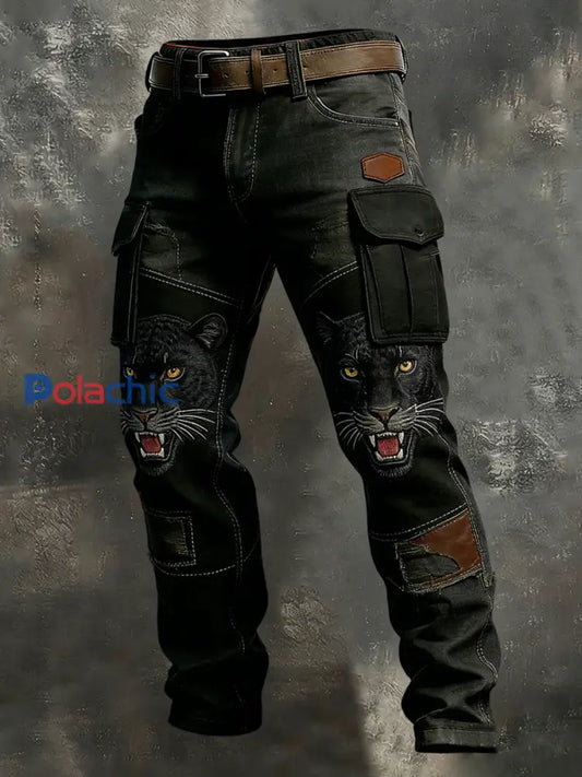 Pantalon de travail décontracté et professionnel pour homme imprimé animalier vintage A / S