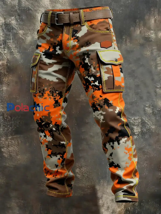 Pantalon de travail de poche en détresse de camouflage vintage pour hommes comme image / S