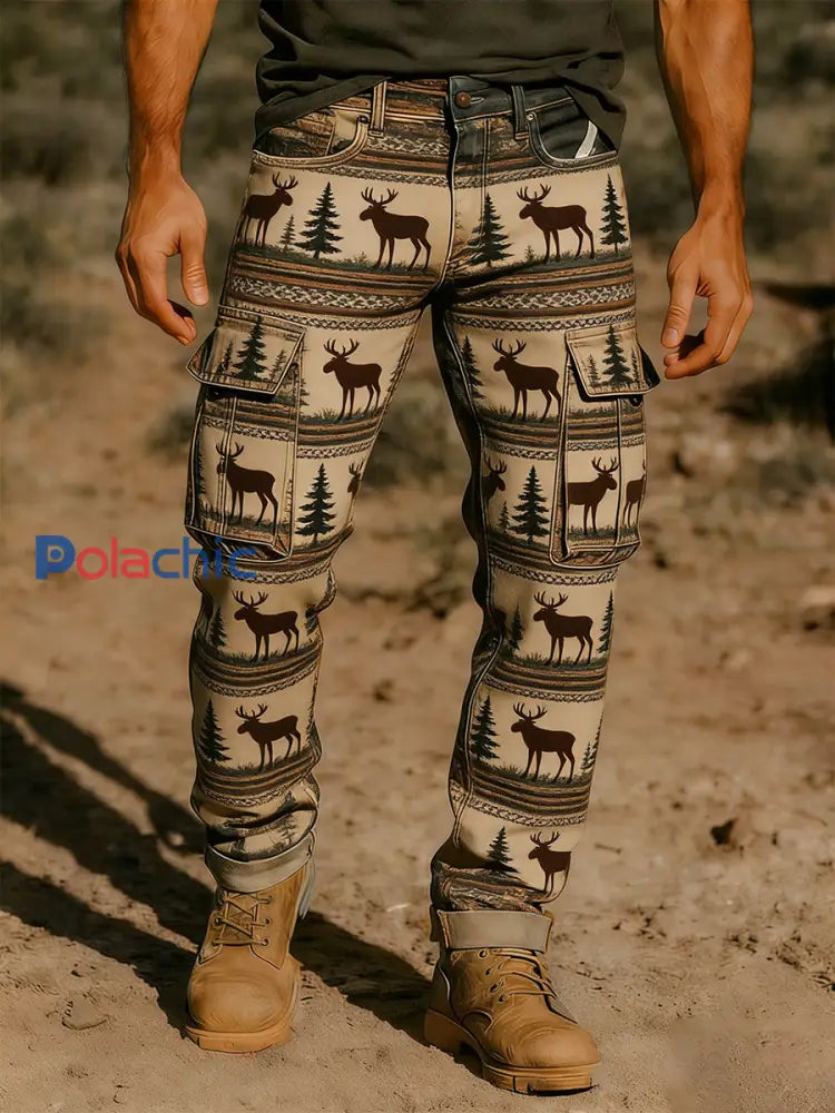 Pantalon de travail western décontracté rétro pour hommes A / S