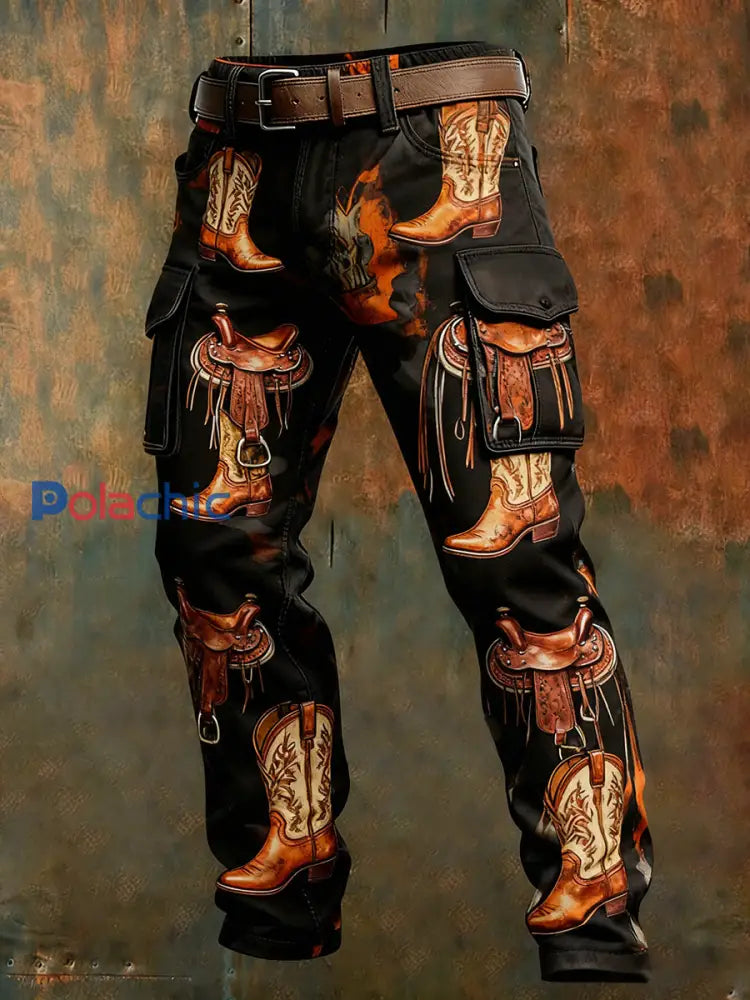 Pantalon de travail western décontracté rétro pour hommes A / S