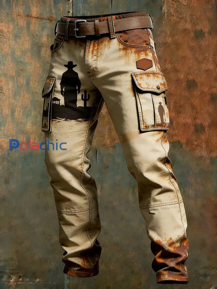 Pantalon de travail western décontracté rétro pour hommes A / S