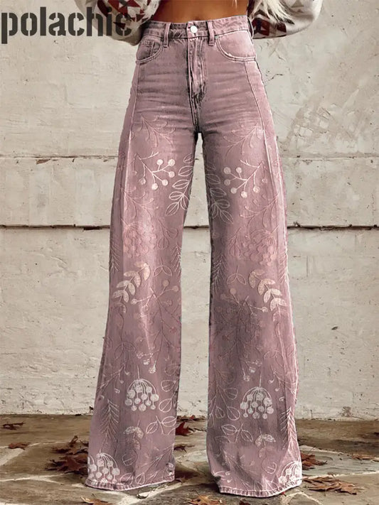 Pantalon Décontracté À Imprimé Floral Vintage Pour Femmes