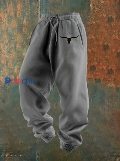 Pantalon décontracté lâche à imprimé western pour hommes B / S