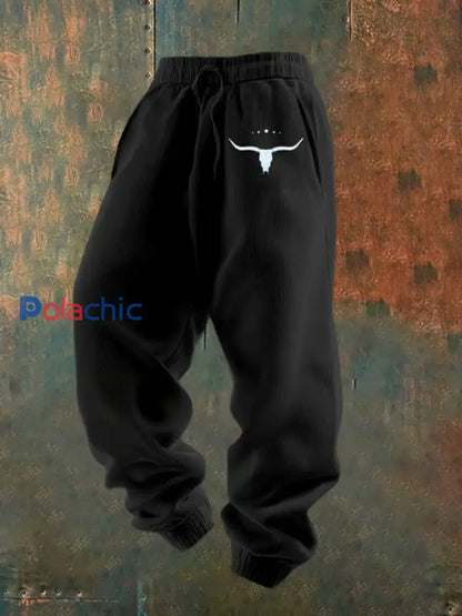 Pantalon décontracté lâche à imprimé western pour hommes C / S