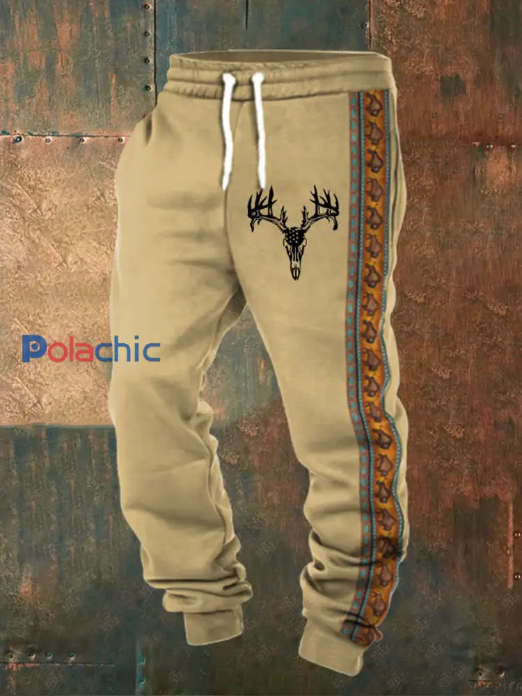 Pantalon décontracté lâche à imprimé western pour hommes A / S