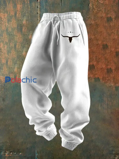 Pantalon décontracté lâche à imprimé western pour hommes A / S