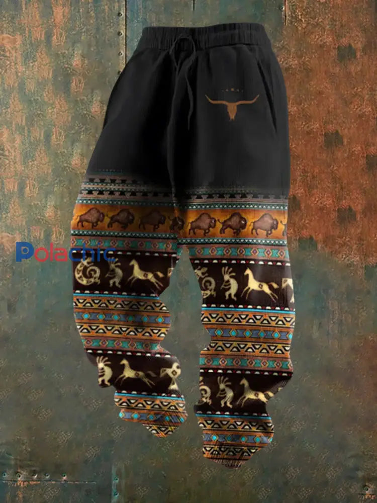 Pantalon décontracté lâche à imprimé western pour hommes A / S