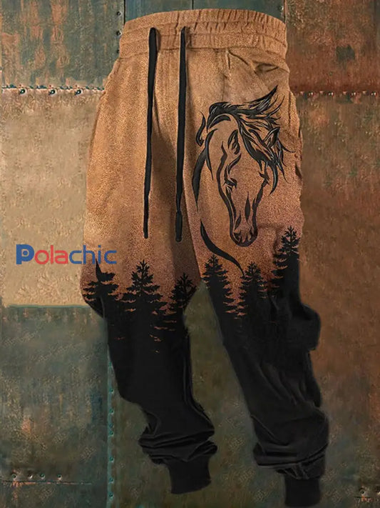 Pantalon décontracté lâche à imprimé western pour hommes A / S