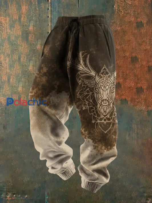 Pantalon décontracté lâche à imprimé western pour hommes A / S