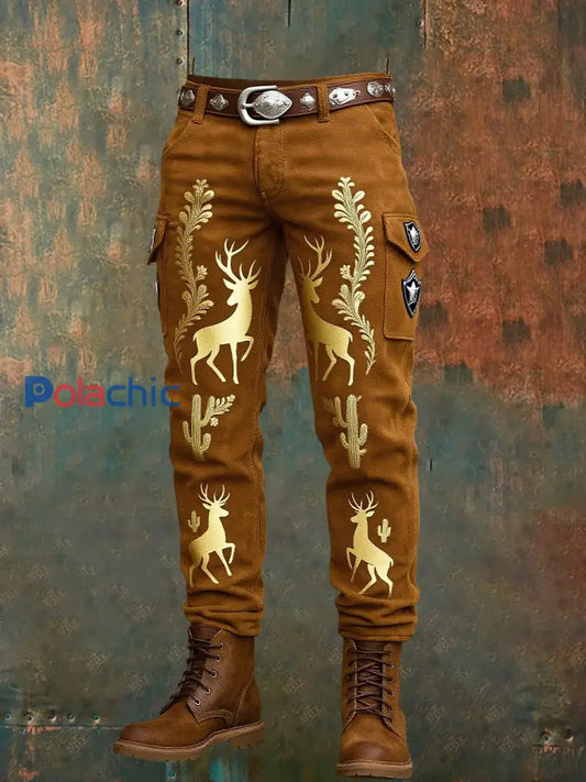 Pantalons décontractés Vintage Resort Western Art Print pour hommes A / S