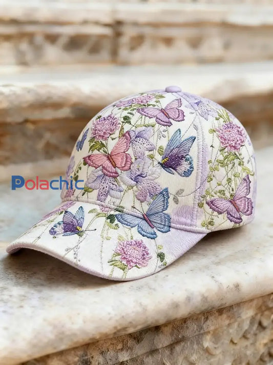 Papillon pourpre occasionnel unisexe et chapeau floral comme image / UN