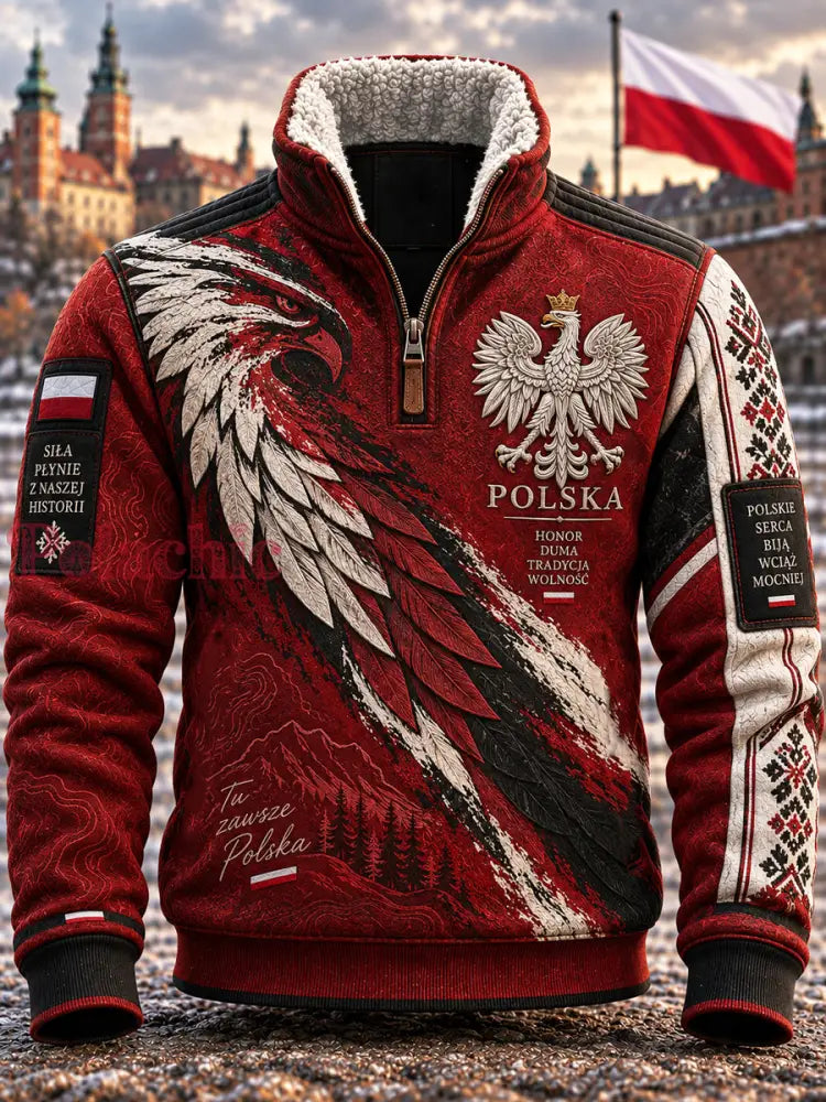 Patriotyczny nieformalny bluzy z graficznym nadrukiem - Jak na zdjęciu / S