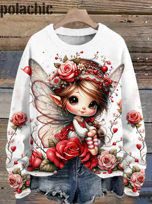 Pétale De Rose Fleur Fée Imprimé Col Rond Décontracté Manches Longues Sweatshirt A / S