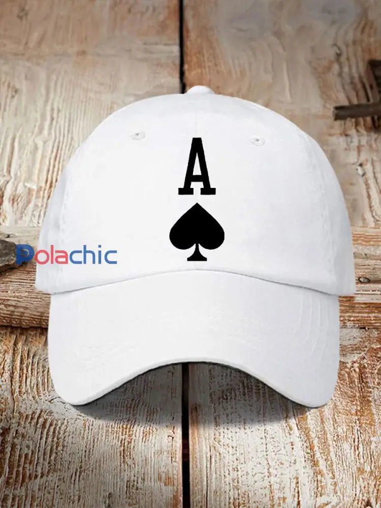 Poker Ace of Spades chapeau vintage unisexe blanc / JM