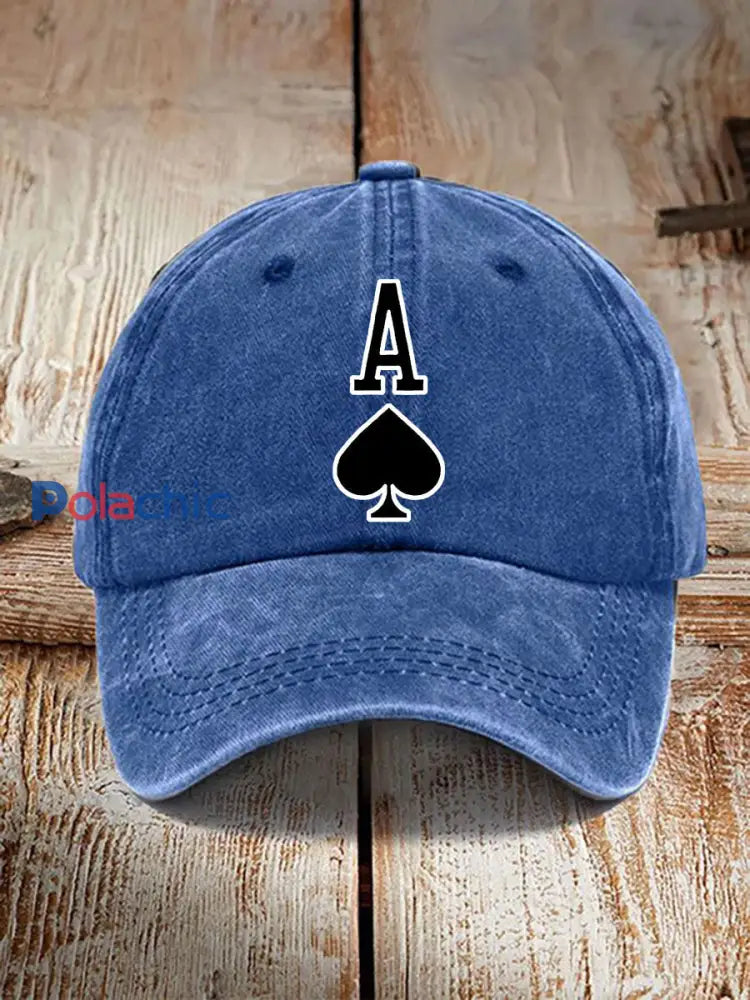 Poker Ace of Spades chapeau vintage unisexe bleu / JM