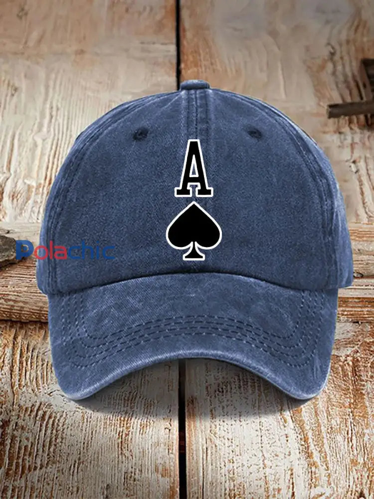Poker Ace of Spades chapeau vintage unisexe bleu marine / JM