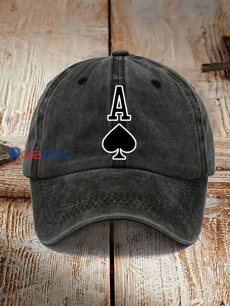 Poker Ace of Spades chapeau vintage unisexe noir / JM