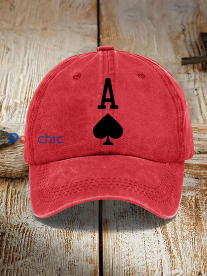 Poker Ace of Spades chapeau vintage unisexe rouge / JM