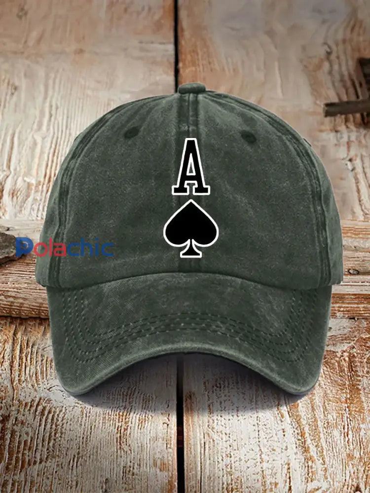 Poker Ace of Spades chapeau vintage unisexe vert d’armée / JM