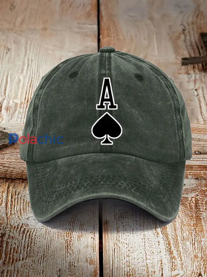 Poker Ace of Spades chapeau vintage unisexe vert d’armée / JM